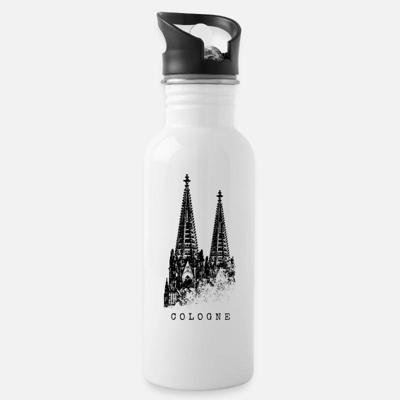 Kölner Dom Cologne Vintage Silhouette Köln Skyline - Trinkflasche mit integriertem Trinkhalm - Weiß