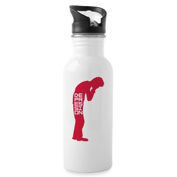 Stehend weinen Depression - Trinkflasche mit integriertem Trinkhalm - Weiß - Rechts