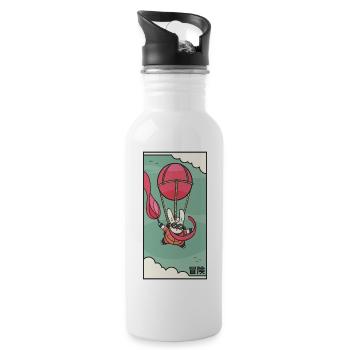 Fliegende Kaninchen - Trinkflasche mit integriertem Trinkhalm - Weiß - Rechts