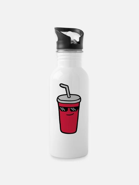Pixel Sunglasses Cola - Water bottle with straw - white