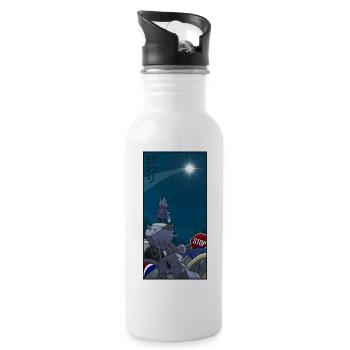Das Ende der Welt - Trinkflasche mit integriertem Trinkhalm - Weiß - Rechts