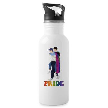 Pride hearttoper - Water bottle with straw - white - Right