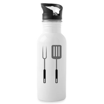 Grill fork Pan turner grilling utensils - Water bottle with straw - white - Right