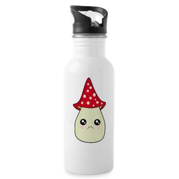 Kawaii Pilz Fliegenpilz cute rot mit Gesicht - Trinkflasche mit integriertem Trinkhalm - Weiß - Rechts