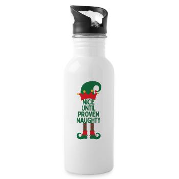 Elf Nizza, bis bewiesen unartig - Trinkflasche mit integriertem Trinkhalm - Weiß - Rechts