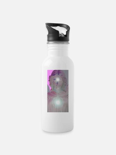 Schutzengel - Trinkflasche mit integriertem Trinkhalm - Weiß