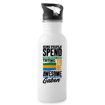 Gabonese Gabon Gabonese Flag Funny Quote - Water bottle with straw - white - Right