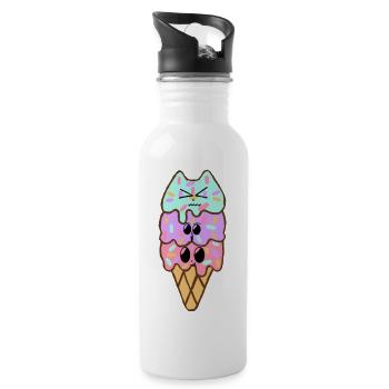 Crème glacée Kawaii 3Scoops | Original par. MMJ49 - Gourde avec paille intégrée - blanc - Droite