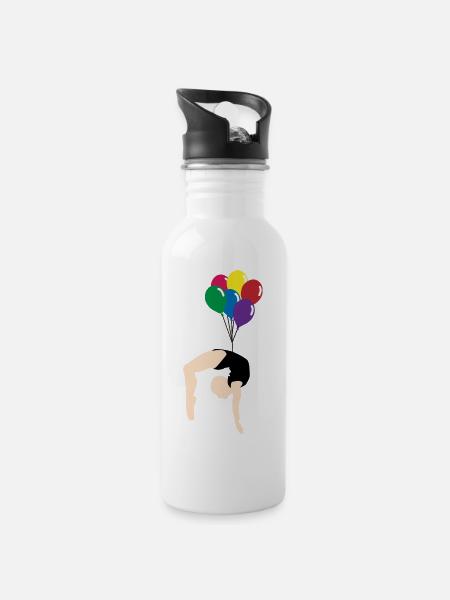 Luftballon - Trinkflasche mit integriertem Trinkhalm - Weiß