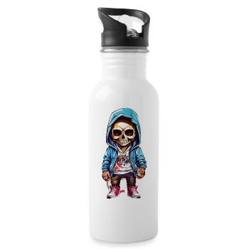 colorful skeleton - Water bottle with straw - white - Right