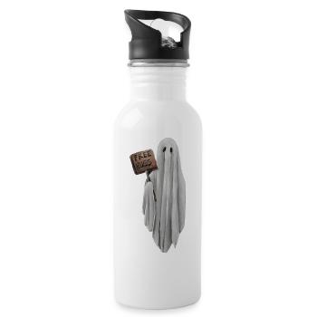 Gespenst Free Hugs - Trinkflasche mit integriertem Trinkhalm - Weiß - Rechts