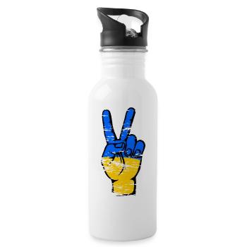 Ukraine Flag Peace Victory Symbol used - Water bottle with straw - white - Right