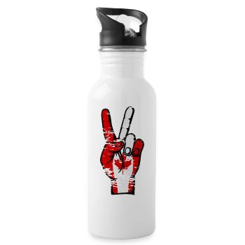 Kanada Flagge Frieden Victory Symbol used - Trinkflasche mit integriertem Trinkhalm - Weiß - Rechts