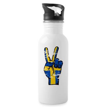 Sweden Flag Peace Victory Symbol Used - Water bottle with straw - white - Right