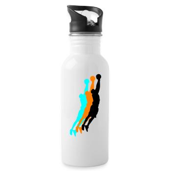 basketballer silhouette 3 - Trinkflasche mit integriertem Trinkhalm - Weiß - Rechts