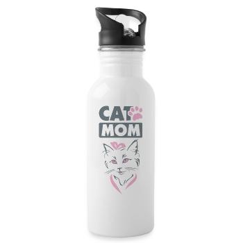 Conception de maman chat - Gourde avec paille intégrée - blanc - Droite