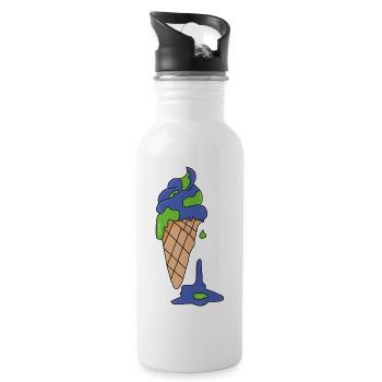 Eis Klimawandel - Trinkflasche mit integriertem Trinkhalm - Weiß - Rechts