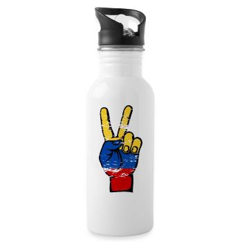 Colombia Flag Peace Symbol Used - Water bottle with straw - white - Right