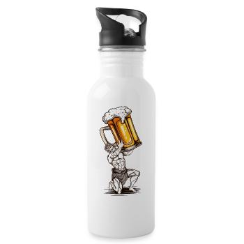 Statue bière - Gourde avec paille intégrée - blanc - Droite
