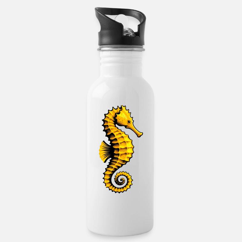 Hippocampe - Gourde avec paille intégrée - blanc