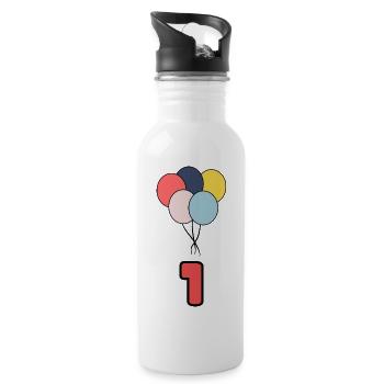 1. 1 Jahr. 1. JAHRESTAG. 1-JÄHRIGES JUBILÄUM - Trinkflasche mit integriertem Trinkhalm - Weiß - Rechts