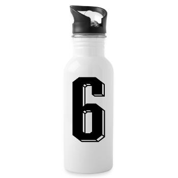 Nummer 6 - Zahl SECHS Trikot Nummer 6 Jahre - Trinkflasche mit integriertem Trinkhalm - Weiß - Rechts
