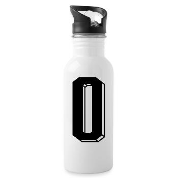 Nummer 0 - Zahl NULL Trikot Fußball Mannschaft - Trinkflasche mit integriertem Trinkhalm - Weiß - Rechts