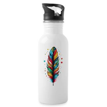 Feather - Water bottle with straw - white - Right
