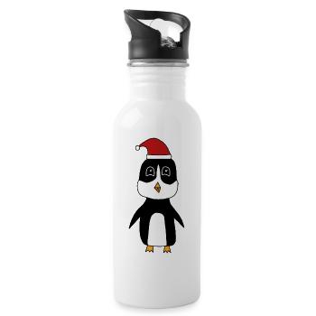 Penguin celebrates Christmas - Water bottle with straw - white - Right
