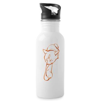 Sleeping cat - Trinkflasche mit integriertem Trinkhalm - Weiß - Rechts