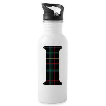 Monogramm i schottischer Tartan - Trinkflasche mit integriertem Trinkhalm - Weiß - Rechts