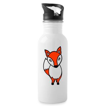 Fuchs Rotfuchs Wildes Tier Schlauer Wald Bewohner - Trinkflasche mit integriertem Trinkhalm - Weiß - Rechts