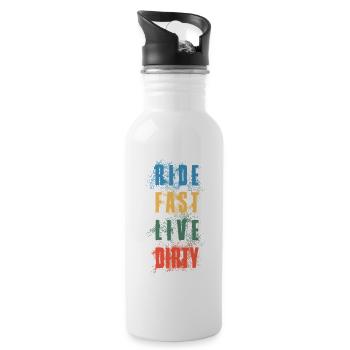 RIDE FAST LIVE DIRTY – MOUNTAIN BIKE - MOTOCROSS - Water bottle with straw - white - Right