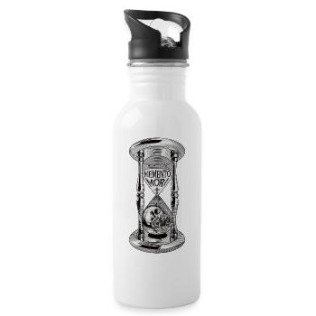 Memento Mori Sanduhr - Trinkflasche mit integriertem Trinkhalm - Weiß - Rechts