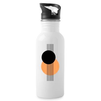 Design géométrique abstrait Orange noir - Gourde avec paille intégrée - blanc - Droite