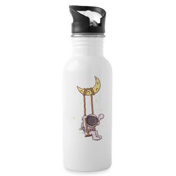 Astronautenschaukel auf der Mondsichel - Trinkflasche mit integriertem Trinkhalm - Weiß - Rechts