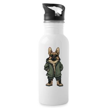 Krebs Krabbe Cool Winter - Trinkflasche mit integriertem Trinkhalm - Weiß - Rechts