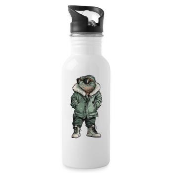 Chameleon Cool Winter - Water bottle with straw - white - Right