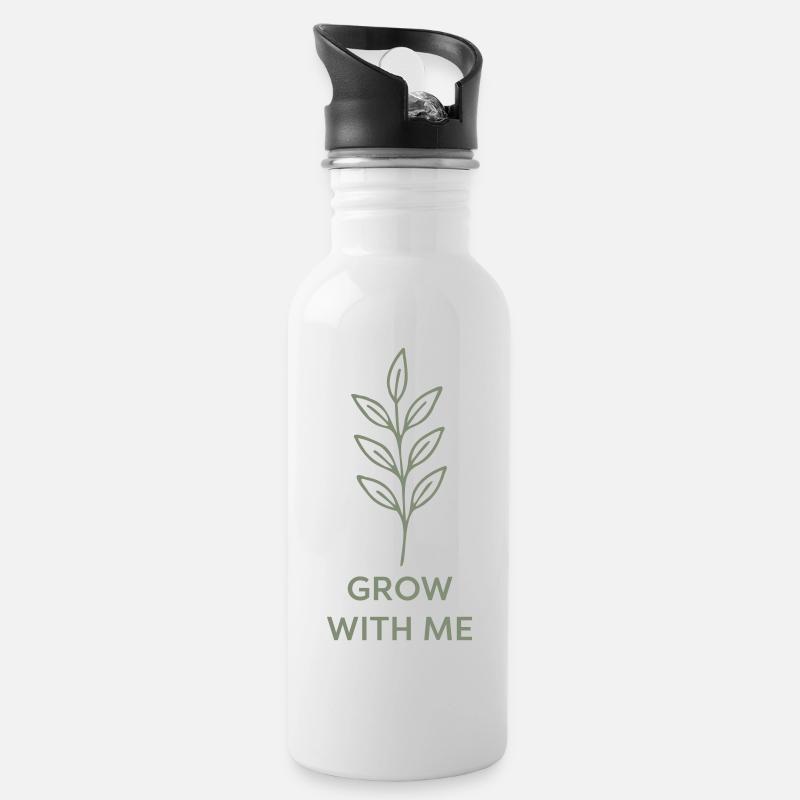 Art de lignes de plantes botaniques minimalistes - Gourde avec paille intégrée - blanc