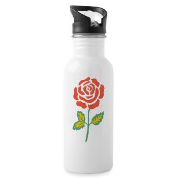 Rose Watercolor in Orange - Water bottle with straw - white - Right