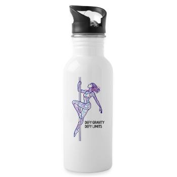 Pole Dance Line Art – Strong Woman Gift - Water bottle with straw - white - Right