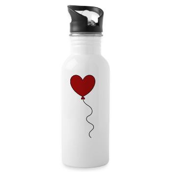 rotes Herz rot Geschenk Valentinstag - Trinkflasche mit integriertem Trinkhalm - Weiß - Rechts