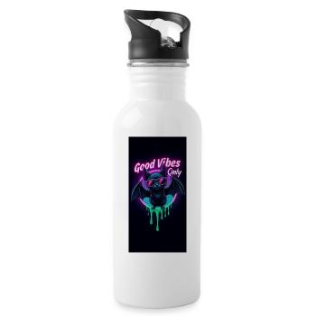 Neon Bat - Trinkflasche mit integriertem Trinkhalm - Weiß - Rechts