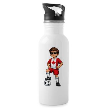 Drapeau canadien des Soccer Boy Canada Fan - Gourde avec paille intégrée - blanc - Droite