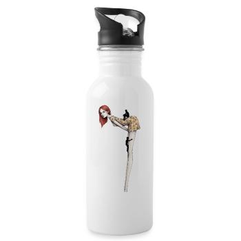 Frau Groß Klettern Männer Surrealismus  - Trinkflasche mit integriertem Trinkhalm - Weiß - Rechts