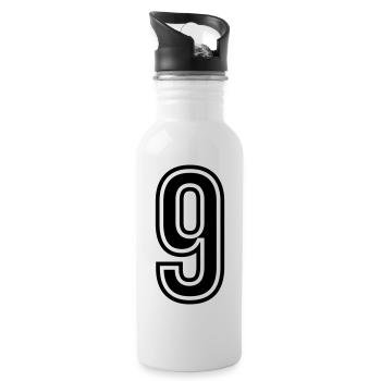 9 Symbole numérique - Gourde avec paille intégrée - blanc - Droite