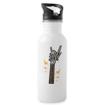 Gitarre Skelett Rock - Trinkflasche mit integriertem Trinkhalm - Weiß - Rechts