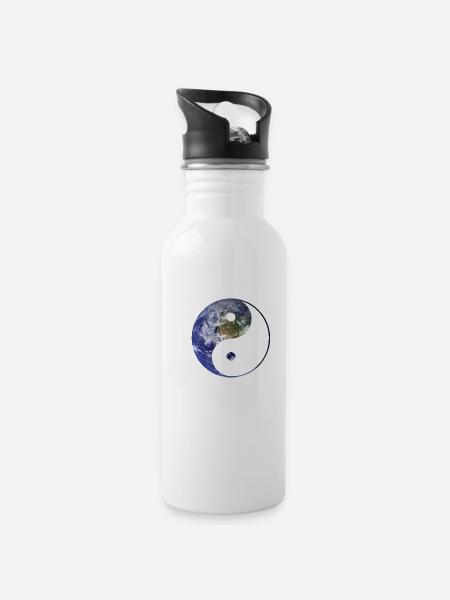 terre yin et yang - Gourde avec paille intégrée - blanc