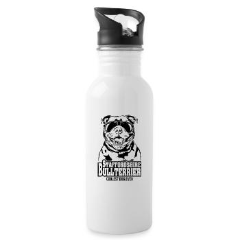 STAFFORDSHIRE BULLTERRIER coolest dog ever Hunde - Trinkflasche mit integriertem Trinkhalm - Weiß - Rechts