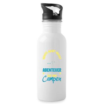 Rente heißt Zeit zum Campen - Trinkflasche mit integriertem Trinkhalm - Weiß - Rechts